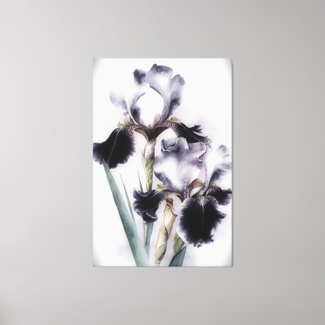 *~* White Black Flower Artsy Iris Painting AP84 Canvastryck (Framsida)