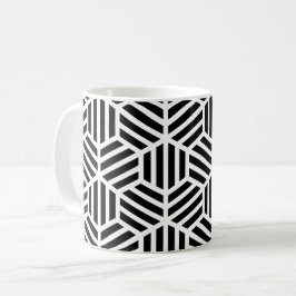 White Black Geometric Hexagon Honeycomb Mönster Kaffemugg