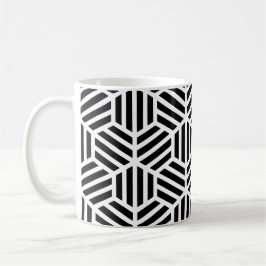 White Black Geometric Hexagon Honeycomb Mönster Kaffemugg