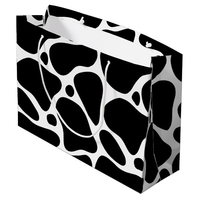 White & Black Giraffe Mönster Large Gift Bag (Baksidan Vinklad)