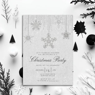 White Black Glitter Drives Snöflingor jul Inbjudningar