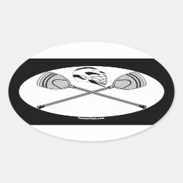White/Black Goalie Lacrosse Sticks och Helmet Ovalt Klistermärke