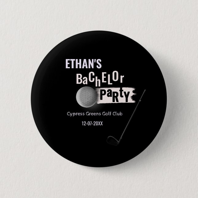 White Black Golfer Golf Bachelor Partee Golfing Knapp (Framsida)