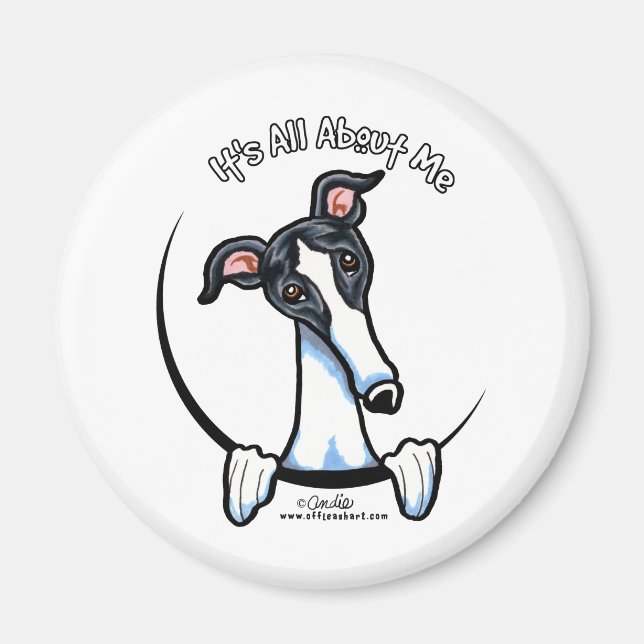 White Black Greyhound IAAM Magnet (Framsidan)