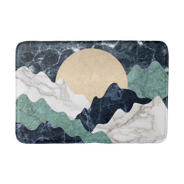 White Black Grönt Beige Marble Mountains Ligcape Badrumsmatta (Framsidan)
