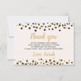 White Black Guld Confetti Birthday Tack