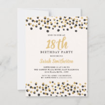 White Black Guld Confetti Glitter 18:e födelsedage