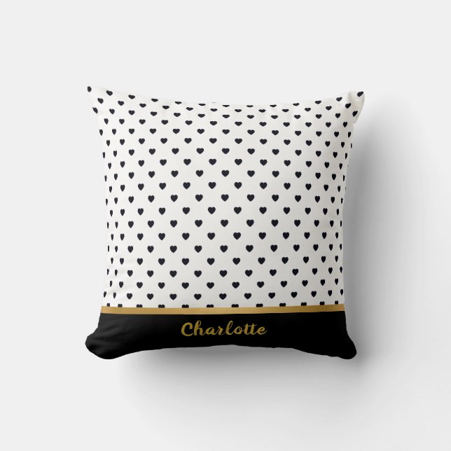 WHITE BLACK GULD HEART MÖNSTER CUSHION KUDDE (Framsida)