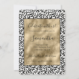 White Black Guld Leopard Skriv ut Inbjudningar