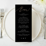 White Black Guld Modern Calligraphy Bröllop Meny<br><div class="desc">del av en samling *ej verklig folie</div>