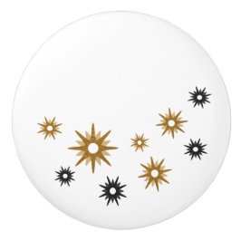 White Black & Guld Starburst Design Knopp