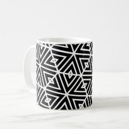 White Black Hexagon Honeycomb Triangles Mönster Kaffemugg
