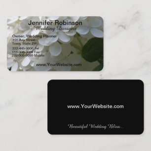 White Black Hydrangea Bröllop Affärskort Set Visitkort
