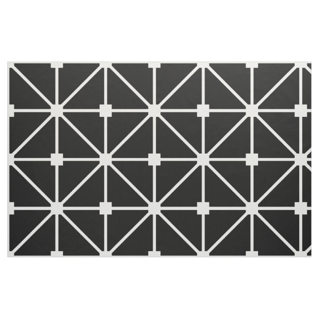White Black Lattice Mönster Tyg (Fat Quarter)