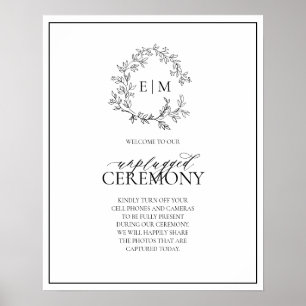 White Black Leafy Vapensköld Monogram Unplugged Br Poster