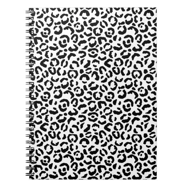 White Black Leopard Print Anteckningsbok (Framsidan)