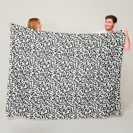 White Black Leopard Print Fleecefilt