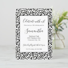White Black Leopard Print Inbjudningar