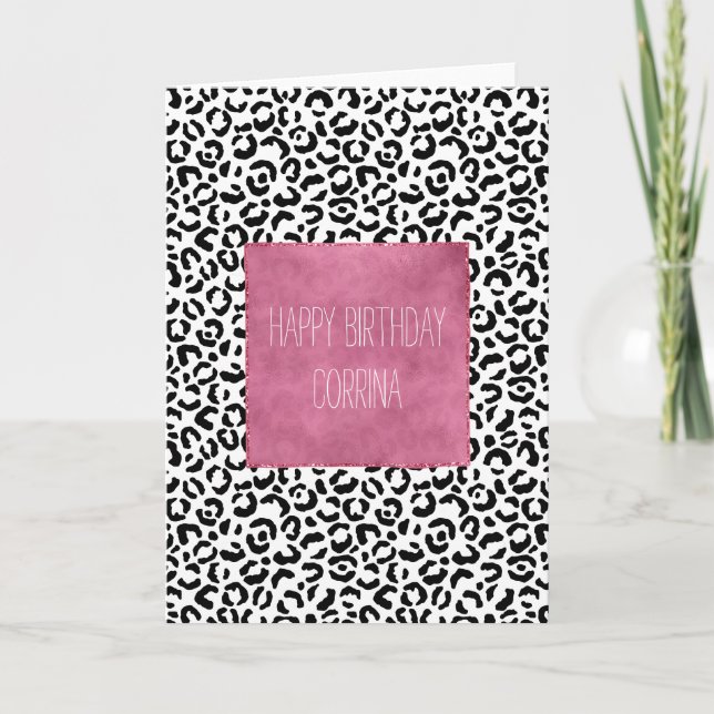 White Black Leopard Print Kort (Framsida)