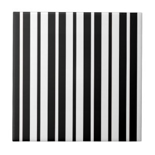 White Black Lodrät Rand Mönster Design Kakelplatta