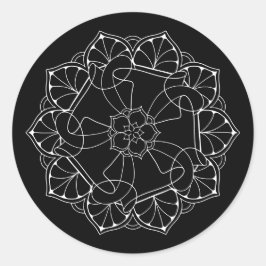 White & Black Mandala Sticker Runt Klistermärke