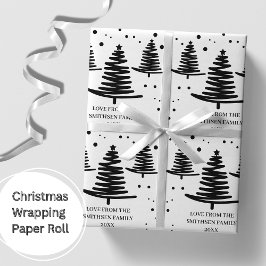 White Black Minimalist Julgranar Presentpapper