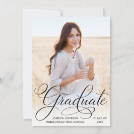 White Black Modern PHOTO Studentfest Inbjudningar