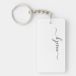 White Black Modern Script Monogram Namn