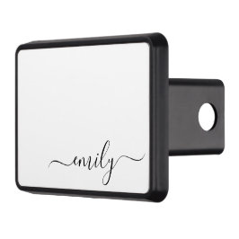 White Black Modern Script Monogram Namn Dragkroksskydd