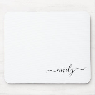 White Black Modern Script Monogram Namn Musmatta