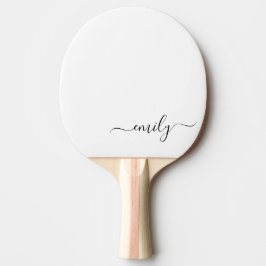 White Black Modern Script Monogram Namn Pingisracket