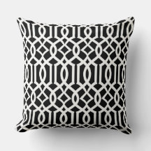 White Black Moroccan Trellis Decor Pillow