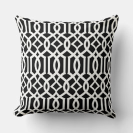 White Black Moroccan Trellis Decor Pillow Kudde