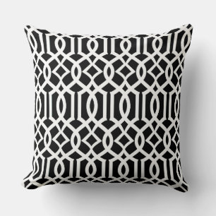 White Black Moroccan Trellis Decor Pillow Kudde
