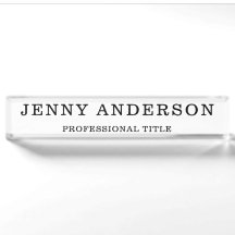 White Black Namn och Title Desk Namn Plate