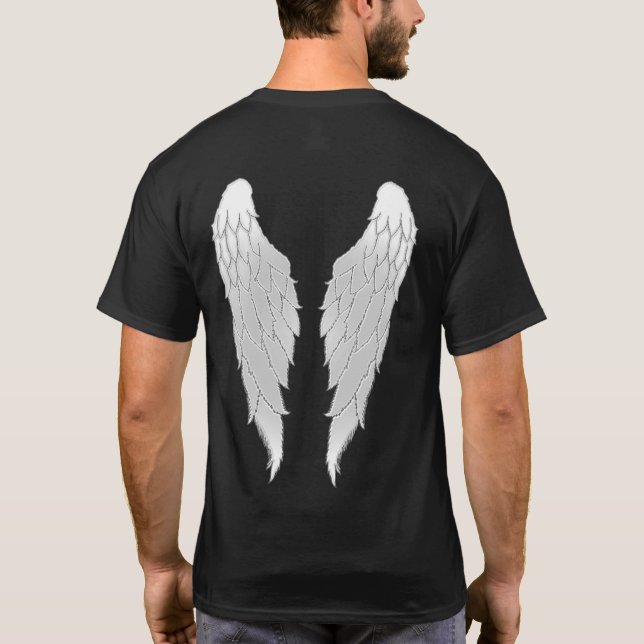 White Black Outline Angel Vingar Tröja (Baksida)