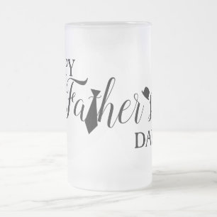 White Black Scripts Tie & Hat Lycklig Fars dag Frostat Ölglas