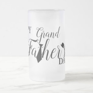 White Black Scripts Tie Lycklig Grand Fars dag Frostat Ölglas