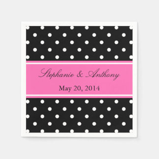 White Black, Shock rosa Polka Dot Bröllop Pappersservett