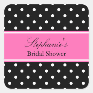 White Black, Shock rosa Polka Dot-Möhippa Fyrkantigt Klistermärke