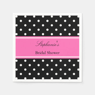 White Black, Shock rosa Polka Dot-Möhippa Pappersservett