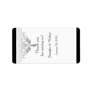 White Black Silver Damask Wedding Lip Balm-etikett Adressetikett