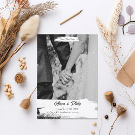 White Black Simple Minimalist Bröllop Inbjudningar