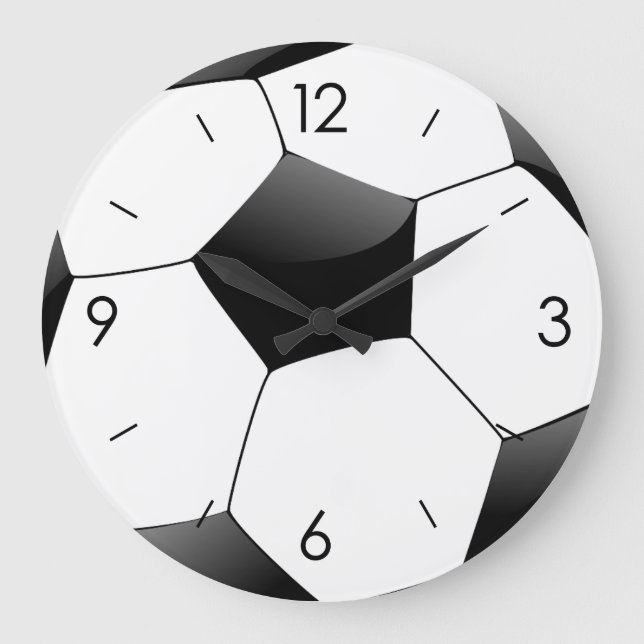 White & Black Soccer Football Round Stor Klocka (Framsida)