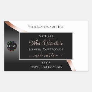 White Black Vågigt Ro Guld med Logotyp-produktetik Rektangulärt Klistermärke