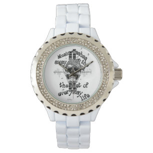 White Bling Music Skull Watch. Armbandsur