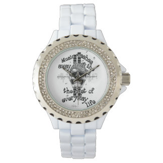 White Bling Music Skull Watch. Armbandsur