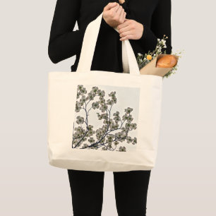 White Blommar Dogwood Large Tote Bag Jumbo Tygkasse