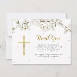 White Blommar Funeral Christian Tack Kort