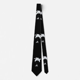 White Blommigt Black Tropical Neck Tie Slips